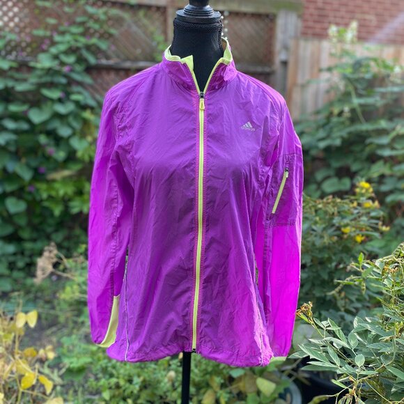 Adidas ClimaSpeed Lightweight Running Jacket Purple Yellow | Small - Picture 1 of 10